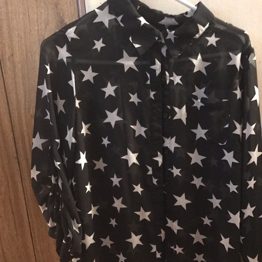Black and white star blouse