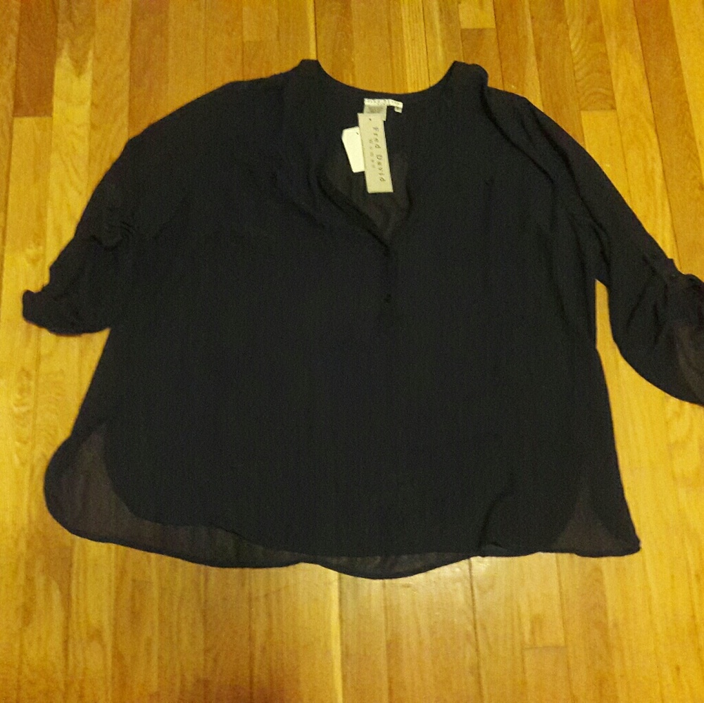 Sheer Navy Popover Blouse