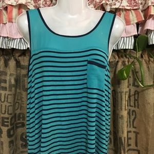 Rue 21 blue with black stripped tank top.