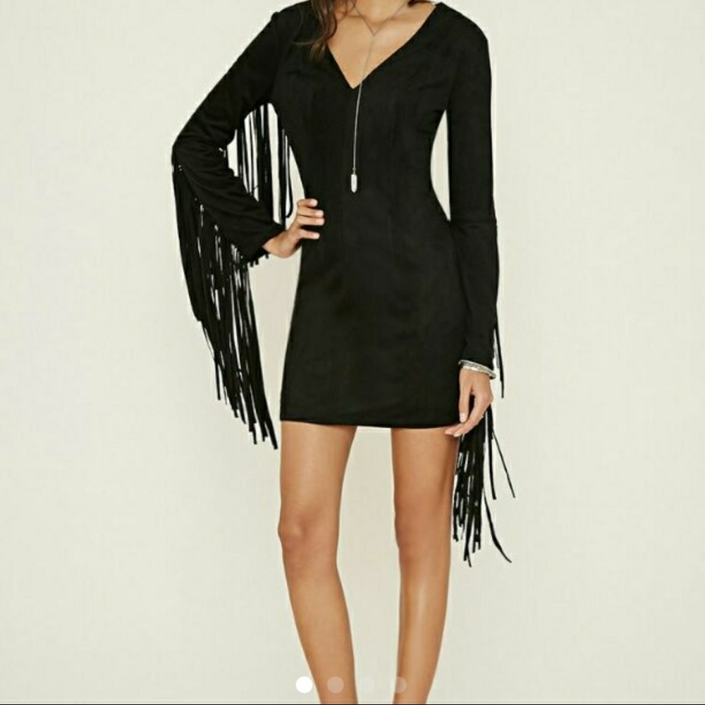 Faux suede fringe dress forever 21