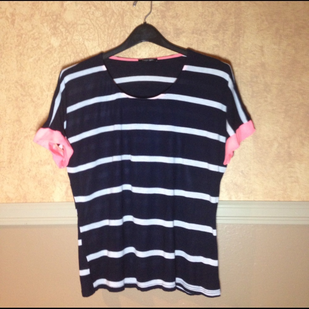 Navy, White, and Pink Striped Shirt⚓️💙