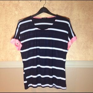 Navy, White, and Pink Striped Shirt⚓️💙