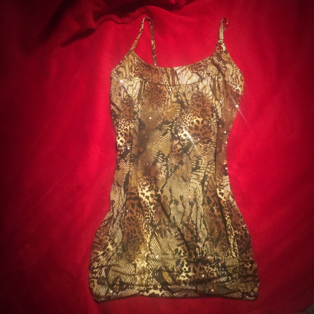 Olive & Ivory Sparkle Animal Print Bubble Tank