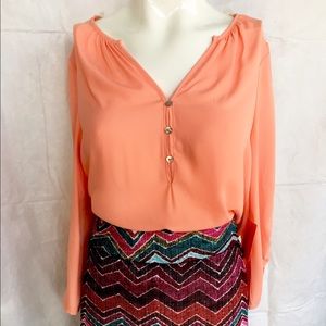 Peachy/ orange button top