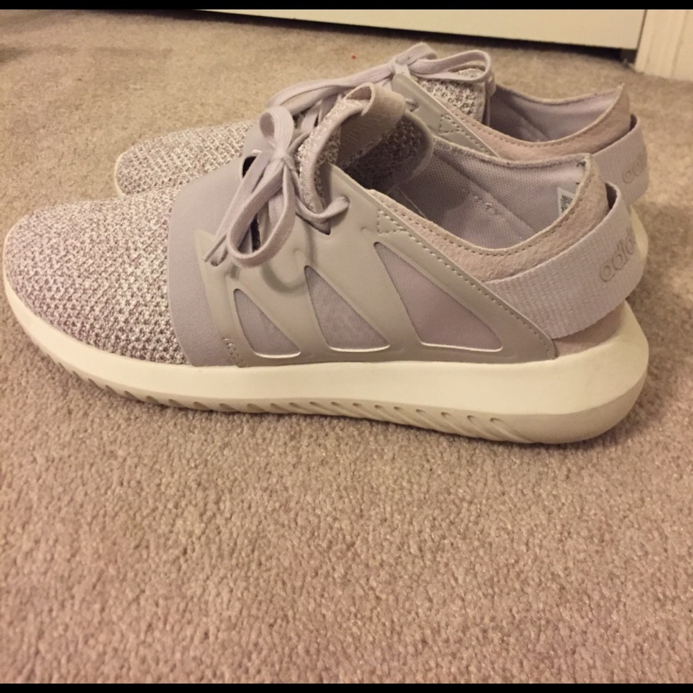 Adidas women's tubular viral shoes in ice purple.