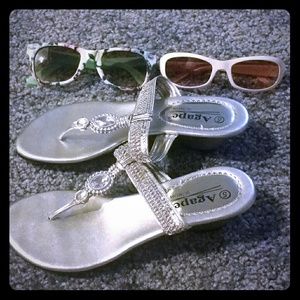 Sandal and 2 sunglasses