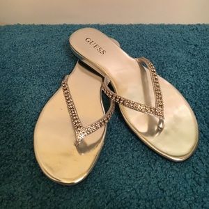 Silver/Rhinestone Guess GW Jasper sandals