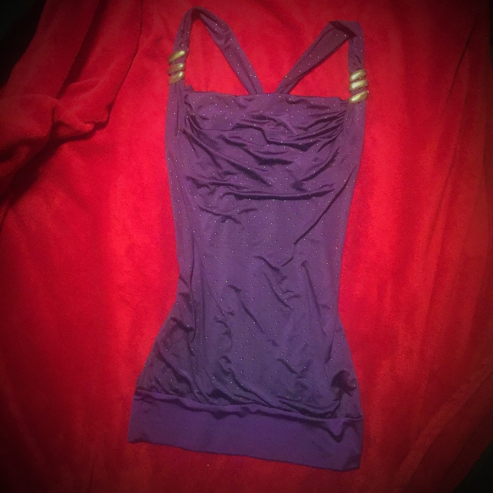 Plum pin points Square Neck Halter Tank