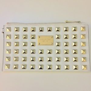 Michael Kors White Pyramid Stud Clutch