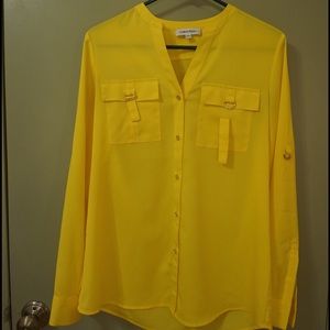 Calvin Klein Yellow Long Sleeve Blouse