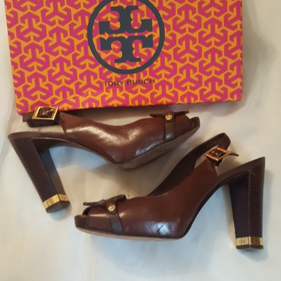 Final Sale⤵TORY BURCH peep toe heels - Picture 3 of 8