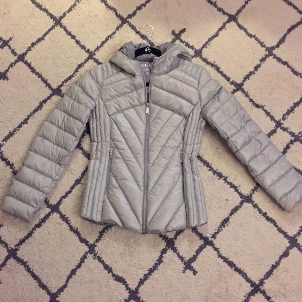 Silver quilted down jacket