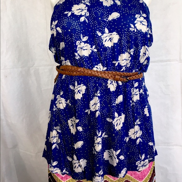 Strapless blue floral blouse - Picture 2 of 4