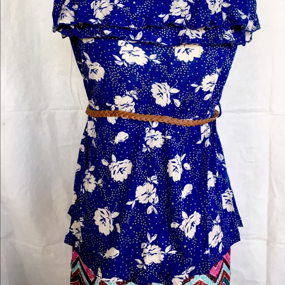 Strapless blue floral blouse - Picture 4 of 4