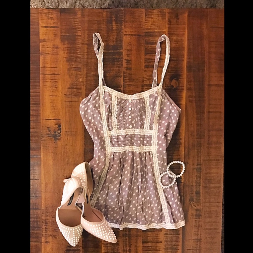 Forever 21 dainty polkadot lace lined babydoll top
