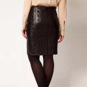 ASOS Curve 16 Black Laser Cut Pencil Fitted  Skirt