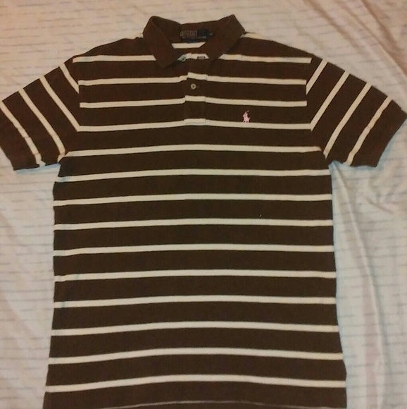 brown striped polo