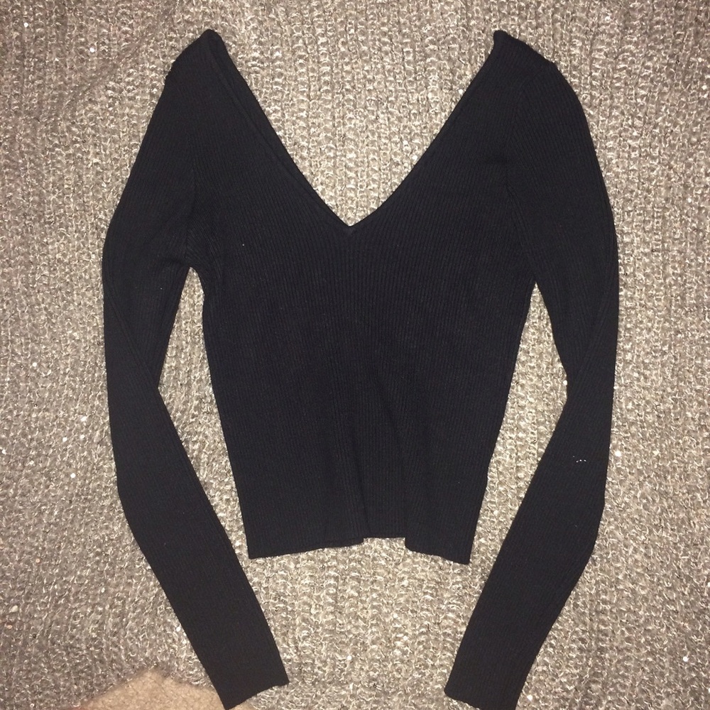 NWOT Kendall & Kylie Black Ribbed Knit Long Sleeve