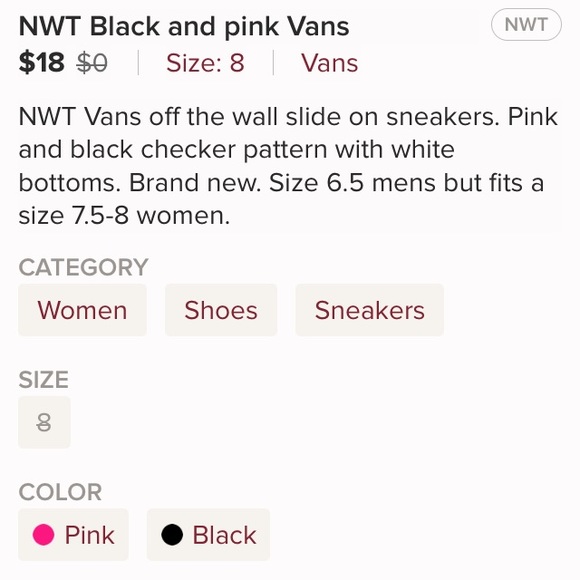 Nwt Vans black and pink checker slides - Picture 6 of 6