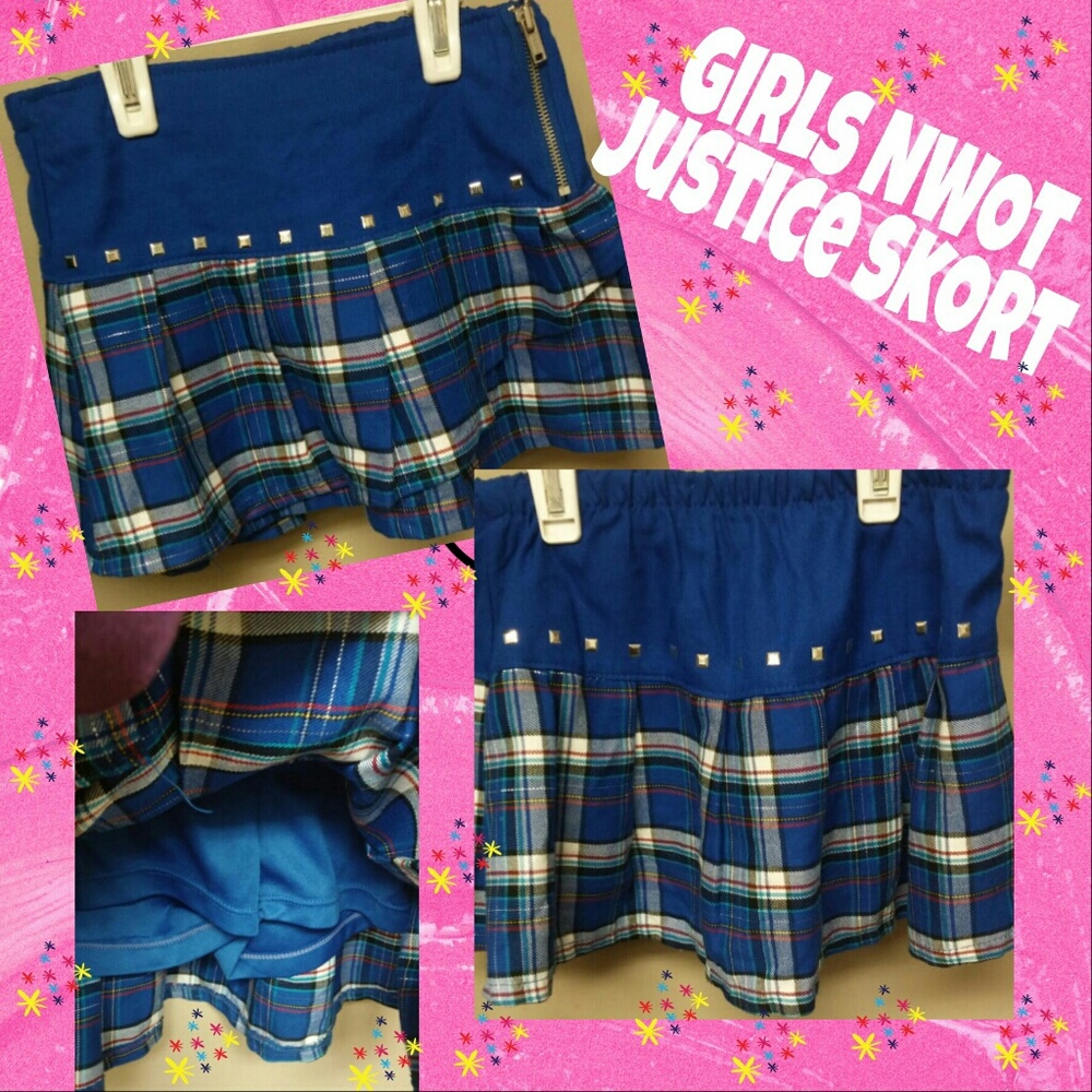 Girls NWOT Justice "School Girl" Skort Size 8