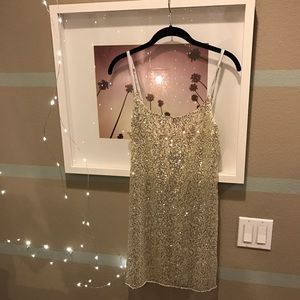 🆕 Free People Gold Sequin Slip Dress ✨