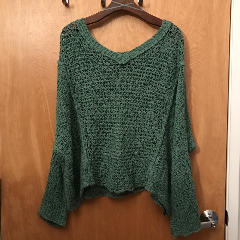 Free people large knit sweater, sea foam green