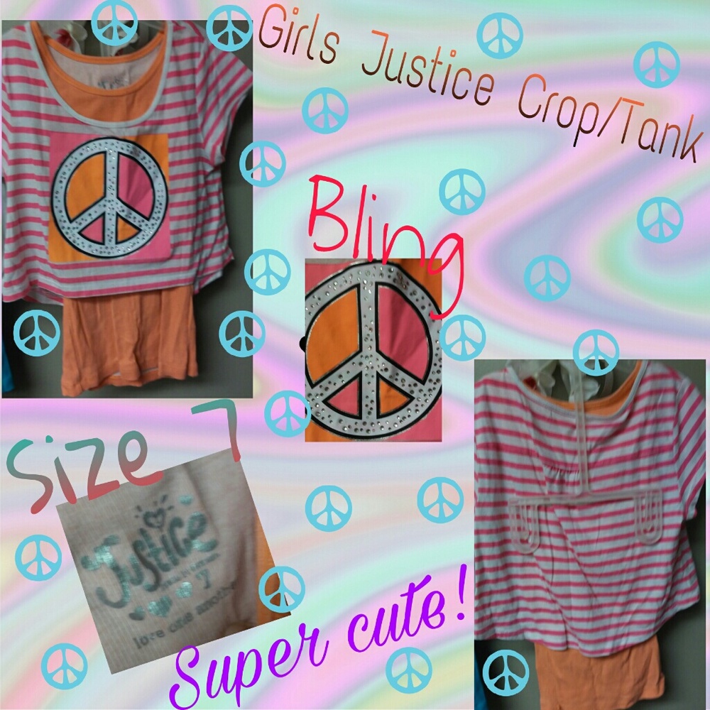 Girls Justice Crop/Tank Size 7 EUC
