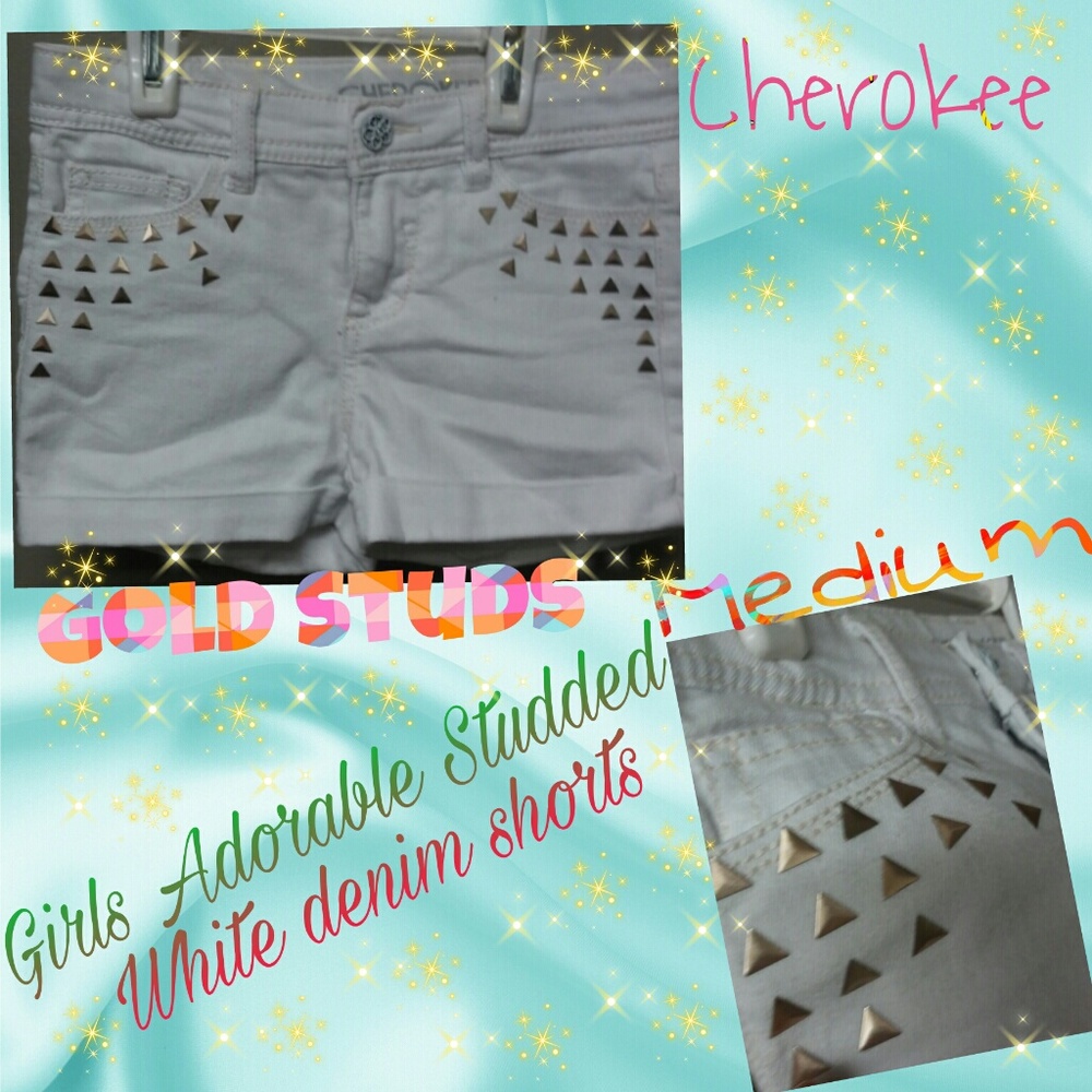 Girls Cherokee White Shorts w/Gold Studs NWOT