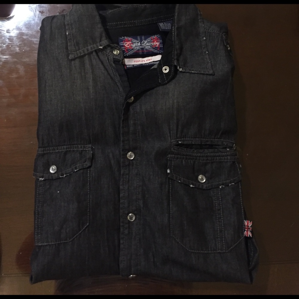 Black Long Sleeve Casual Botton Up