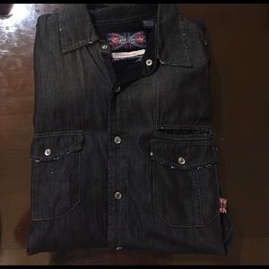 Black Long Sleeve Casual Botton Up