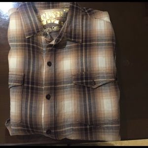 Beige Tone Plaid Casual Botton Up