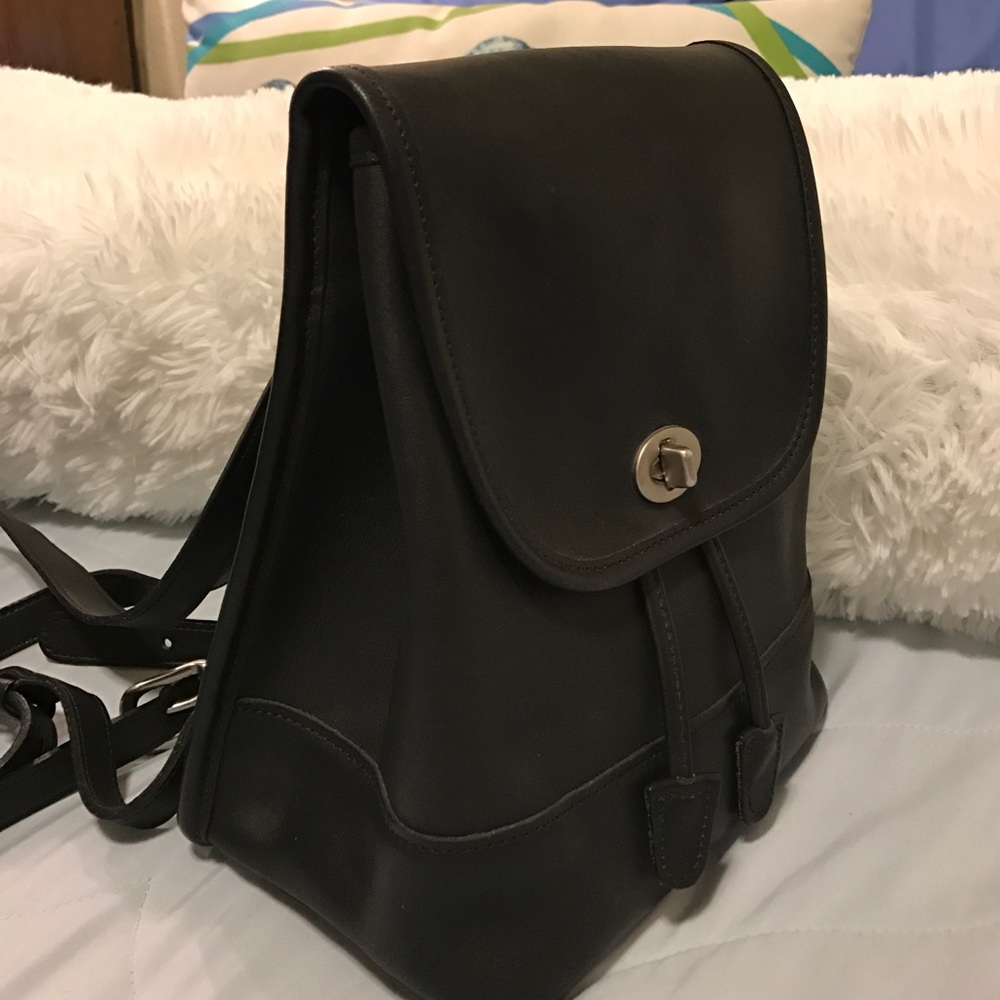Coach vintage small black backpack purse.