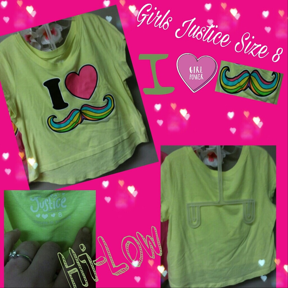 Girls Justice Size 8 Hi-Low "I ?" Top