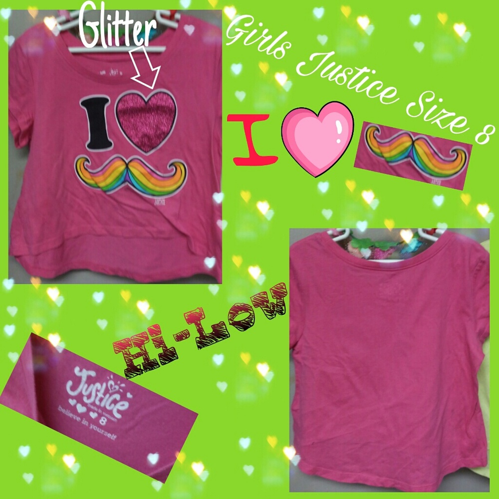 Girls Justice Pink Hi-Low "I ?" Top Size 8