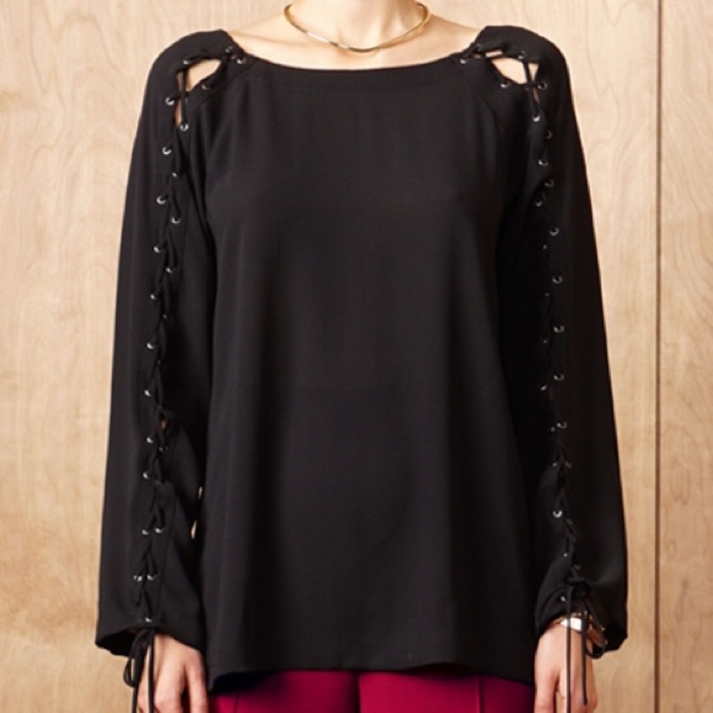 Greylin Lace Up Blouse