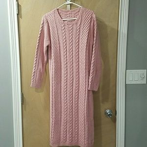 Pink cable knit sweater dress