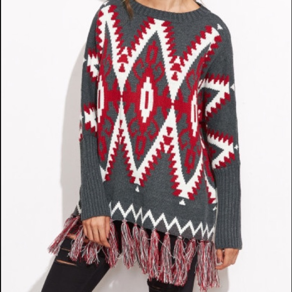 Clean out closet/New thick tribal tassel sweater