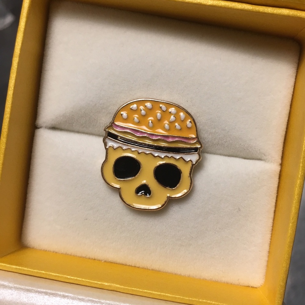 Hamburger Skull Enamel Pin