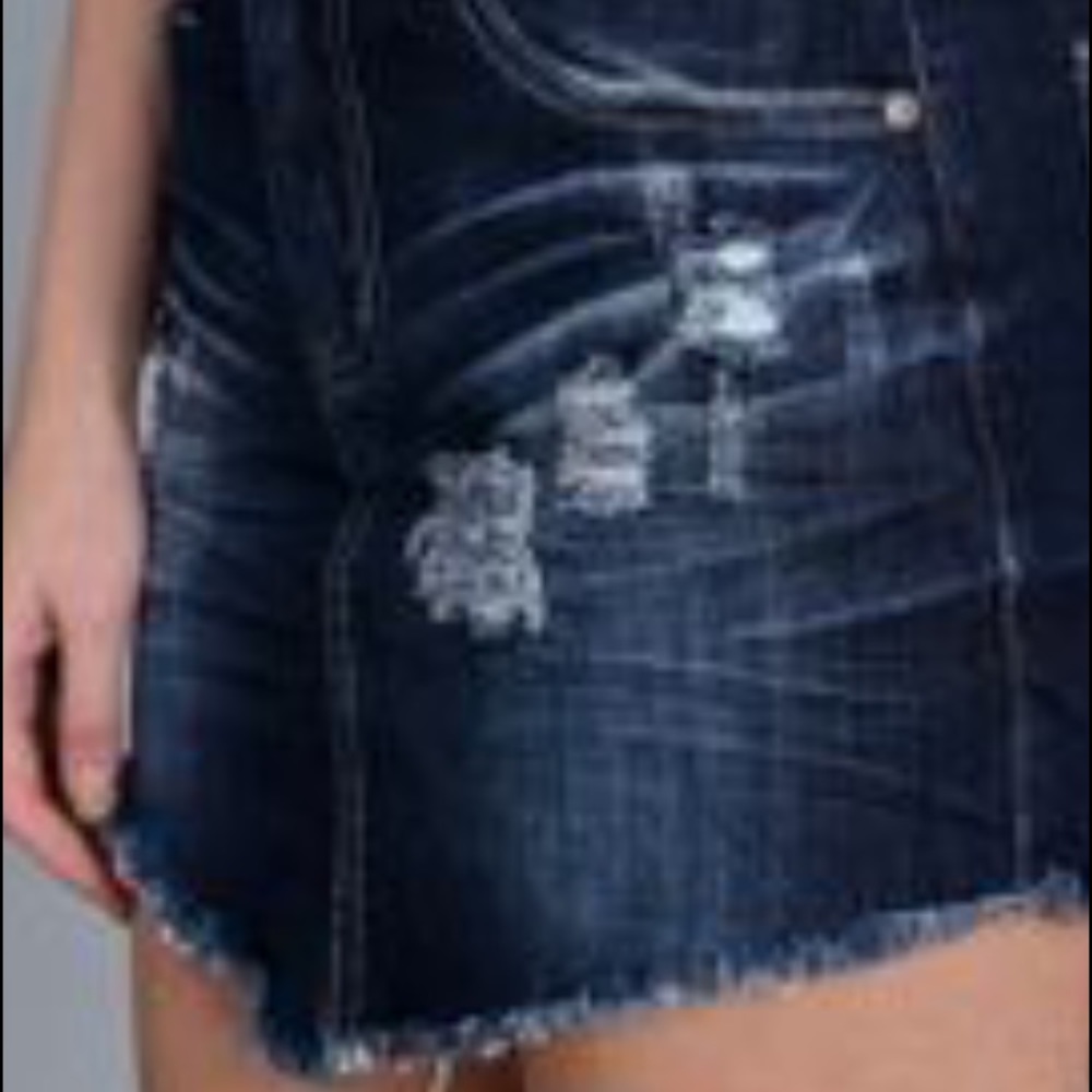 Dark Denim distressed mini skirt - Picture 4 of 4