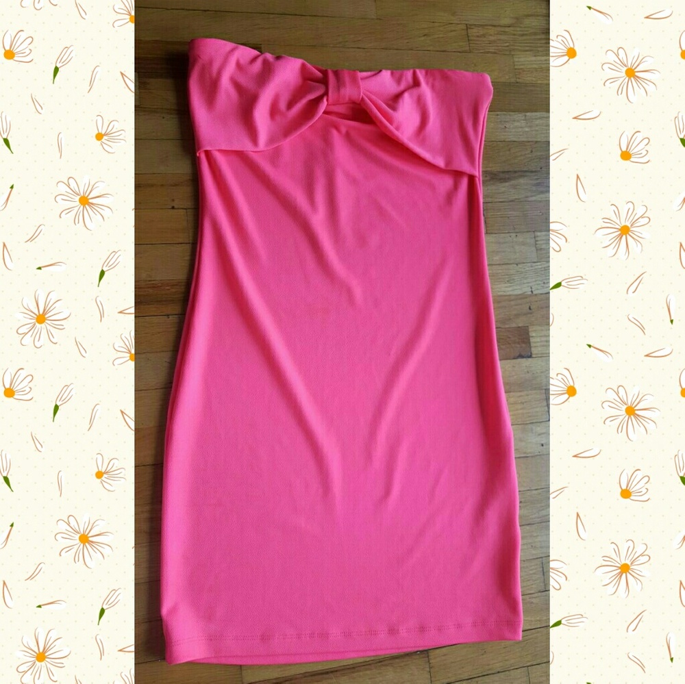 Charlotte Russe Strapless Pink Neon Dress