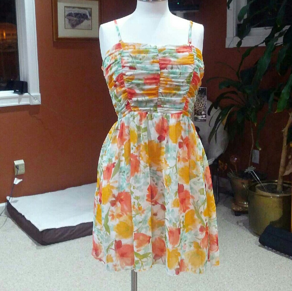 Sequin Hearts multi colored flower sundress