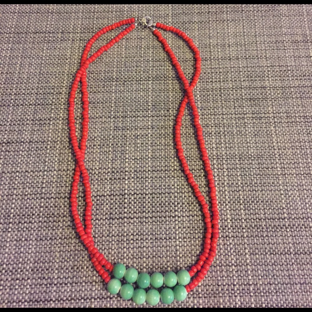 Green and burnt orange necklace