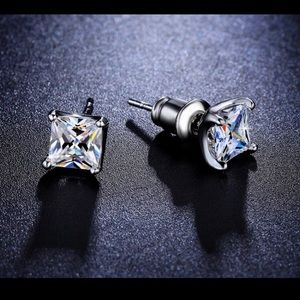 🆕 Princess-cut Earrings CZ Diamond earrings