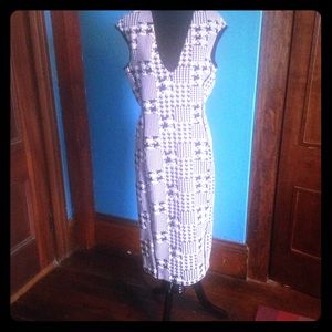 H&M black & white pencil dress M NWT