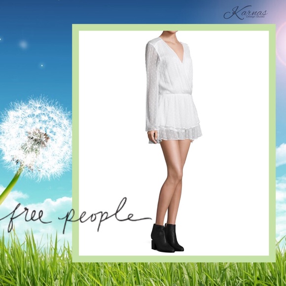 🌺Sale! FREE PEOPLE White Summer Swiss Dot Dress M - Picture 8 of 8