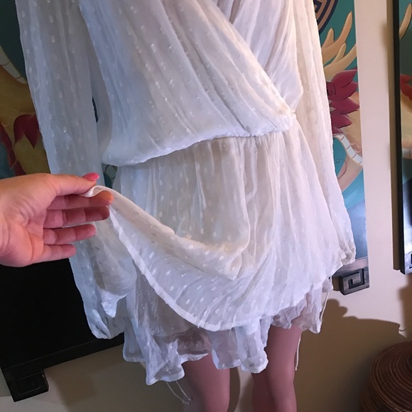 🌺Sale! FREE PEOPLE White Summer Swiss Dot Dress M - Picture 4 of 8