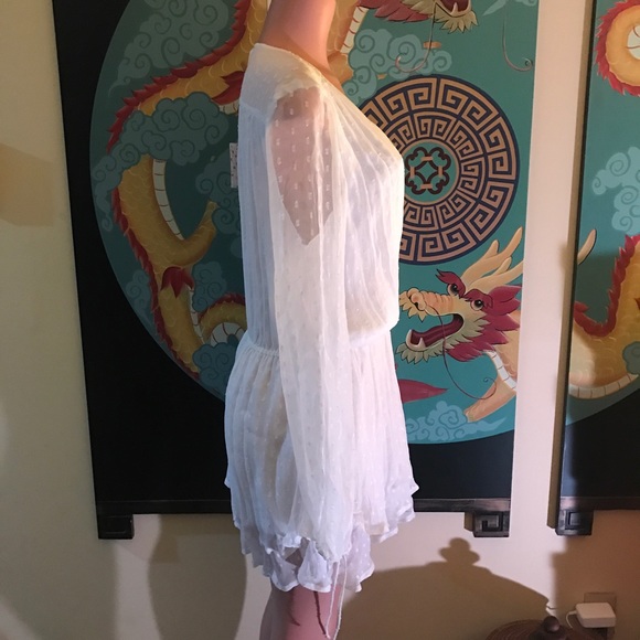 🌺Sale! FREE PEOPLE White Summer Swiss Dot Dress M - Picture 3 of 8