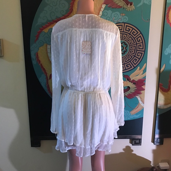 🌺Sale! FREE PEOPLE White Summer Swiss Dot Dress M - Picture 5 of 8