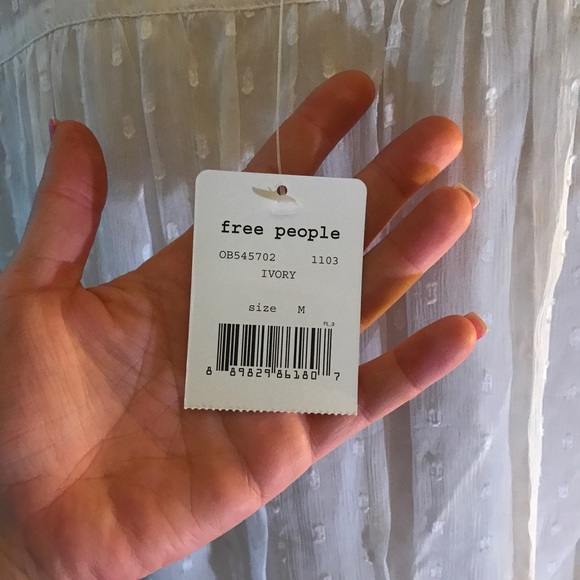 🌺Sale! FREE PEOPLE White Summer Swiss Dot Dress M - Picture 6 of 8