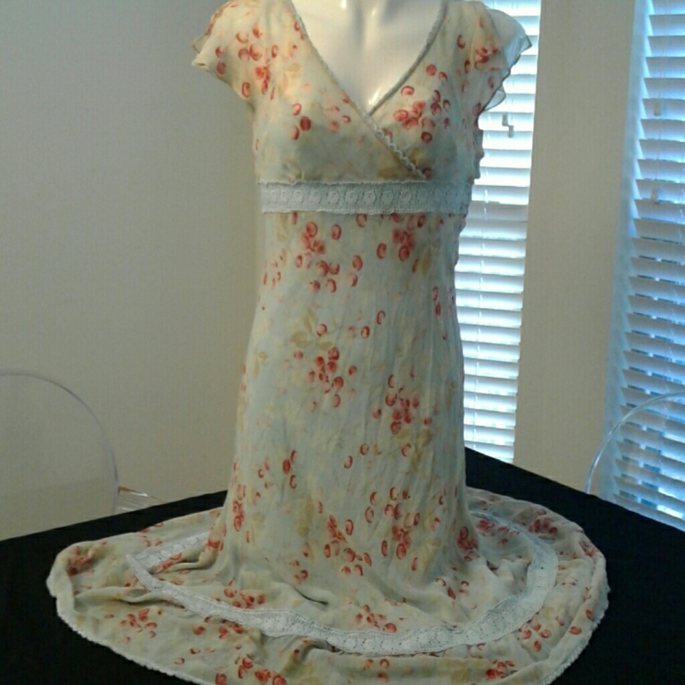 Express Floral Lace Trim Dress